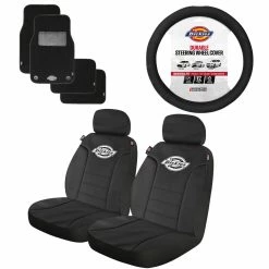 Best Pirce ✔️ Dickies Black And White Logo Seat Cover Combo ⌛