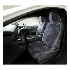New 🎉 Gold CLOUDLUX Sheepskin Seat Covers - Slate Adjustable Headrests Size 30 Front Pair Airbag Compatible ⌛ -Car Seat Covers Store SCA 215408 00 hi res
