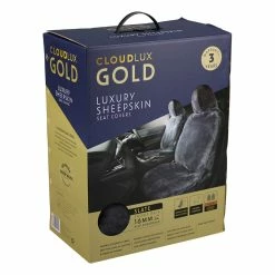 New 🎉 Gold CLOUDLUX Sheepskin Seat Covers - Slate Adjustable Headrests Size 30 Front Pair Airbag Compatible ⌛ -Car Seat Covers Store SCA 215408 01 hi res