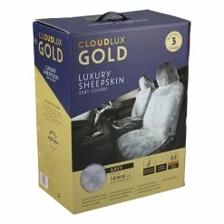 Deals 🎉 Gold CLOUDLUX Sheepskin Seat Covers - Grey Adjustable Headrests Size 30 Front Pair Airbag Compatible 😀 -Car Seat Covers Store SCA 215409 01 hi res