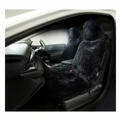 Deals 🎉 Gold CLOUDLUX Sheepskin Seat Covers - Black Built-in Headrests Size 60 Front Pair Airbag Compatible 😉 -Car Seat Covers Store SCA 342474 00 hi res