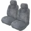 Best reviews of ✨ Silver CLOUDLUX Sheepskin Seat Covers - Grey Adjustable Headrests Size 30 Front Pair Airbag Compatible 🎁 -Car Seat Covers Store SCA 342476 hi res