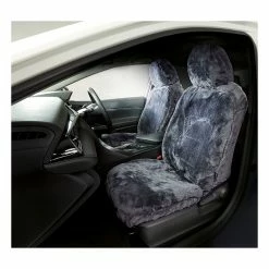 Best reviews of 👍 Silver CLOUDLUX Sheepskin Seat Covers - Slate Adjustable Headrests Size 30 Front Pair Airbag Compatible ✔️ -Car Seat Covers Store SCA 342477 00 hi res