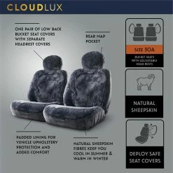 Best reviews of 👍 Silver CLOUDLUX Sheepskin Seat Covers - Slate Adjustable Headrests Size 30 Front Pair Airbag Compatible ✔️ -Car Seat Covers Store SCA 342477 02 hi res