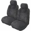 Best reviews of 👍 Silver CLOUDLUX Sheepskin Seat Covers - Slate Adjustable Headrests Size 30 Front Pair Airbag Compatible ✔️ -Car Seat Covers Store SCA 342477 hi res