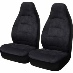 Coupon 🎁 CLOUDLUX Cloud Premium Suede Seat Covers - Black Built-in Headrests Size 60 Front Pair Airbag Compatible 😍