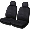 New 🎁 CLOUDLUX Cloud Premium Suede Seat Covers - Black Adjustable Headrests Size 30 Front Pair Airbag Compatible 😍 -Car Seat Covers Store SCA 392237 hi res