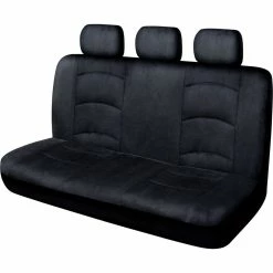 Outlet ⌛ CLOUDLUX Cloud Premium Suede Seat Covers - Black Adjustable Headrests Size 06H Rear Seat ✔️