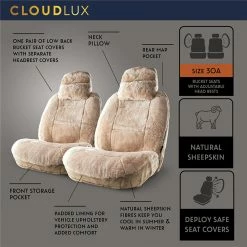 Discount 🌟 Platinum CLOUDLUX Sheepskin Seat Covers - Bamboo Adjustable Headrests Size 30 Front Pair Airbag Compatible 🥰 -Car Seat Covers Store SCA 519156 02 hi res
