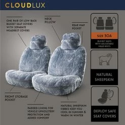 Wholesale 🛒 Platinum CLOUDLUX Sheepskin Seat Covers - Grey Adjustable Headrests Size 30 Front Pair Airbag Compatible ✔️ 9 Wholesale 🛒 Platinum CLOUDLUX Sheepskin Seat Covers - Grey Adjustable Headrests Size 30 Front Pair Airbag Compatible ✔️ -Car Seat Covers Store SCA 519158 02 hi res