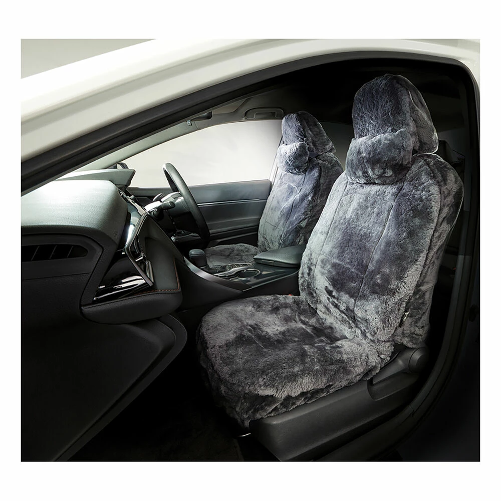 Cheap 🔔 Platinum CLOUDLUX Sheepskin Seat Covers - Slate Adjustable Headrests Size 30 Front Pair Airbag Compatible 💯 4 Cheap 🔔 Platinum CLOUDLUX Sheepskin Seat Covers - Slate Adjustable Headrests Size 30 Front Pair Airbag Compatible 💯 - Image 2