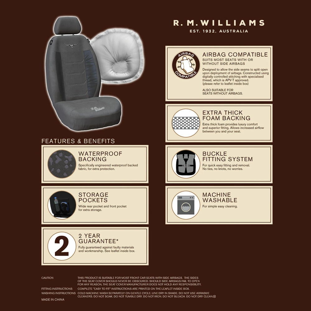 Top 10 🔔 R.M.Williams Suede Velour Seat Covers - Grey Adjustable Headrests Size 30 Front Pair Airbag Compatible 🎉 5 Top 10 🔔 R.M.Williams Suede Velour Seat Covers - Grey Adjustable Headrests Size 30 Front Pair Airbag Compatible 🎉 - Image 3