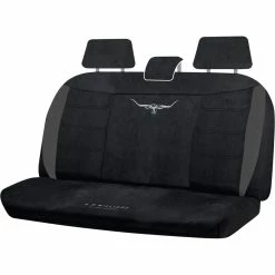 Coupon 😍 R.M.Williams Suede Velour Seat Covers - Black Adjustable Headrests Size 06H Rear Seat 👍