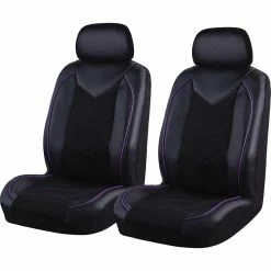 New 🥰 SCA Sports Leather Look And Mesh Seat Covers - Black And Purple Adjustable Headrests Airbag Compatible ✔️