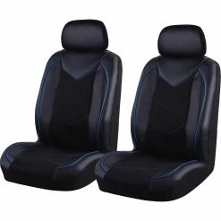 Brand new 😀 SCA Sports Leather Look And Mesh Seat Covers - Black And Blue Adjustable Headrests Airbag Compatible ✔️