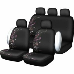 Best deal 🎁 SCA Blossom Seat Cover Pack - Purple And Orange Adjustable Headrests Size 30 And 06H Airbag Compatible ⭐ -Car Seat Covers Store SCA 565134 02 hi res