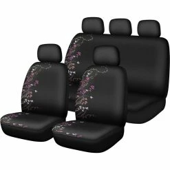 Best deal 🎁 SCA Blossom Seat Cover Pack - Purple And Orange Adjustable Headrests Size 30 And 06H Airbag Compatible ⭐