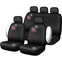 Coupon 😀 SCA Rose Seat Cover Pack - Pink Adjustable Headrests Size 30 And 06H Airbag Compatible ⭐ -Car Seat Covers Store SCA 565194 02 hi res