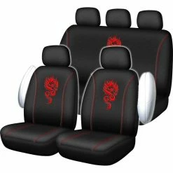 Buy 🛒 SCA Dragon Seat Cover Pack - Red Adjustable Headrests Size 30 And 06H Airbag Compatible 🎁 -Car Seat Covers Store SCA 565197 02 hi res