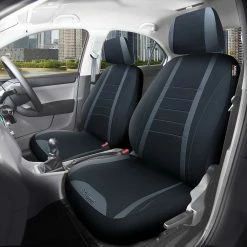 New 🤩 Who-Rae WR Fusion Seat Covers - Grey/Charcoal Adjustable Headrests Size 30 Airbag Compatible ⌛ -Car Seat Covers Store SCA 572581 00 hi res