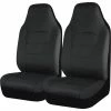 Cheapest 🔔 SCA Leather Look Seat Covers - Black Built-In Headrests Size 60 Front Pair Airbag Compatible 🔥 -Car Seat Covers Store SCA 581445 hi res