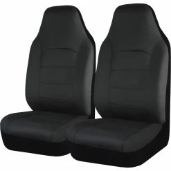 Cheapest 🔔 SCA Leather Look Seat Covers - Black Built-In Headrests Size 60 Front Pair Airbag Compatible 🔥