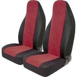 Discount ✔️ SCA Cord Seat Covers - Red/Black Built-in Headrests Size 60 Front Pair Airbag Compatible 👏