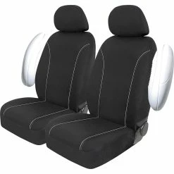 Deals 🎁 SCA Canvas Seat Covers - Black/Grey Adjustable Headrests Size 30 Front Pair Airbag Compatible ⌛ -Car Seat Covers Store SCA 581560 01 hi res