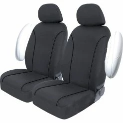 Flash Sale 🔔 SCA Canvas Seat Covers Charcoal/Grey, Adjustable Headrests, Size 30, Front Pair, Airbag Compatible ✨ -Car Seat Covers Store SCA 581571 01 hi res