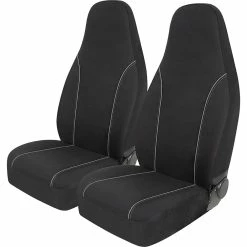 Budget 🧨 SCA Canvas Seat Covers - Black/Grey Built-In Headrests Size 60 Front Pair Airbag Compatible 👏
