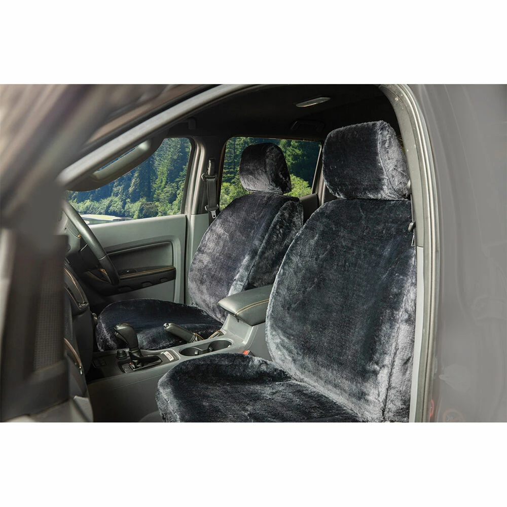 Promo 👍 SCA Luxury Fur Seat Cover - Slate Adjustable Headrests Size 30 Front Pair Airbag Compatible 😉 4 Promo 👍 SCA Luxury Fur Seat Cover - Slate Adjustable Headrests Size 30 Front Pair Airbag Compatible 😉 - Image 2