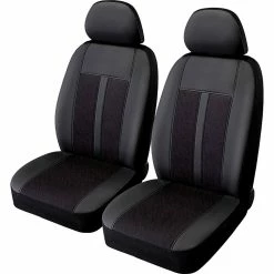 Best deal 👍 SCA Premium Jacquard & Leather Look Seat Covers - Black/Red Adjustable Headrests Size 30 Front Pair Airbag Compatible 😉