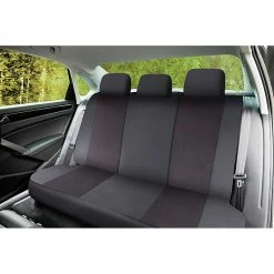 Brand new 👏 SCA Premium Jacquard & Leather Look Seat Covers - Black/Red Adjustable Zips Rear Seat Size 06H ✔️ -Car Seat Covers Store SCA 596409 01 hi res