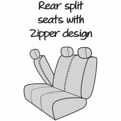 Brand new 👏 SCA Premium Jacquard & Leather Look Seat Covers - Black/Red Adjustable Zips Rear Seat Size 06H ✔️ -Car Seat Covers Store SCA 596409 02 hi res