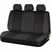 Brand new 👏 SCA Premium Jacquard & Leather Look Seat Covers - Black/Red Adjustable Zips Rear Seat Size 06H ✔️ -Car Seat Covers Store SCA 596409 hi res