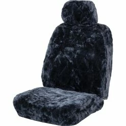 Deals 🤩 SCA Diamond Cut Sheepskin Single Seat Cover Slate, Adjustable Headrest, Size 30, Airbag Compatible ⭐