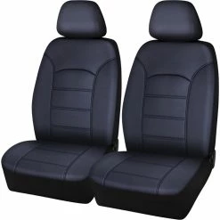 Flash Sale 👍 SCA Leather Look Seat Covers Black, Adjustable Headrests, Size 30, Airbag Compatible 🔔