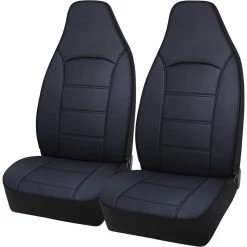 Hot Sale 🎉 SCA Leather Look Seat Covers Black, Build-In Headrests, Size 60, Front Pair, Airbag Compatible ⭐