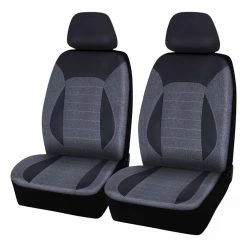 Buy 💯 SCA PU Leather Look & Linen Look Seat Covers - Black/Grey, Adjustable Headrests, Size 30, Airbag Compatible 🧨