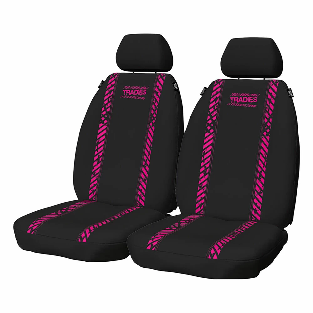 Discount ✔️ Tradies Seat Covers Tradies Neoprene Seat Covers Black/Pink Front Pair Adjustable Headrests Airbag Compatible 🛒 3 Discount ✔️ Tradies Seat Covers Tradies Neoprene Seat Covers Black/Pink Front Pair Adjustable Headrests Airbag Compatible 🛒