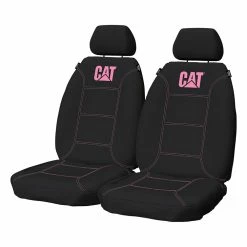 Wholesale ⭐ Caterpillar Neoprene Seat Covers Adjustable Headrest Side Airbag Compatible Pink/Black 💯