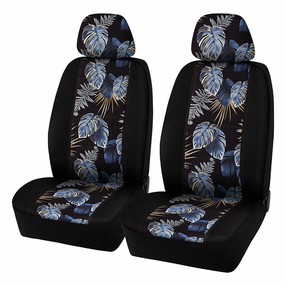 Deals 👏 SCA Leaf Print Seat Covers Blue/Gold Adjustable Headrests 🌟 3 Deals 👏 SCA Leaf Print Seat Covers Blue/Gold Adjustable Headrests 🌟