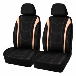 Wholesale 😍 SCA Leather Look Seat Covers Peach/Black, Adjustable Headrests, Size 30, Front Pair, Airbag Compatible 🎉
