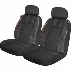 Best Sale ✔️ Who-Rae Neoprene With Piping Seat Covers Black/Gold Adjustable Headrests 💯