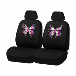 Cheapest ๐ฅฐ SCA Polyester Reflective Butterfly Seat Covers Black Adjustable Headrests Airbag Compatible Front Pair Size 30A ๐