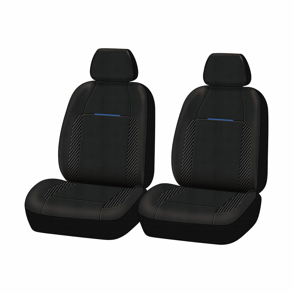 Deals ⭐ SCA Leather Look And Carbon Seat Covers Black/Blue Adjustable Headrests Airbag Compatible Front Pair Size 30A ✨ 3 Deals ⭐ SCA Leather Look And Carbon Seat Covers Black/Blue Adjustable Headrests Airbag Compatible Front Pair Size 30A ✨