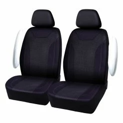Best Pirce 🎉 SCA Twill Polyester Seat Covers Black/Gold Adjustable Headrests Airbag Compatible 🎁 -Car Seat Covers Store SCA 637204 01 hi res