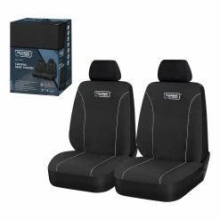 Budget 🤩 Ridge Ryder Canvas Seat Covers Black/Grey Piping Adjustable Headrests Airbag Compatible 30SAB 🔥 -Car Seat Covers Store SCA 638648 03 hi res