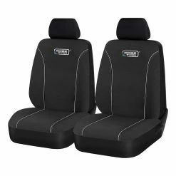 Budget 🤩 Ridge Ryder Canvas Seat Covers Black/Grey Piping Adjustable Headrests Airbag Compatible 30SAB 🔥