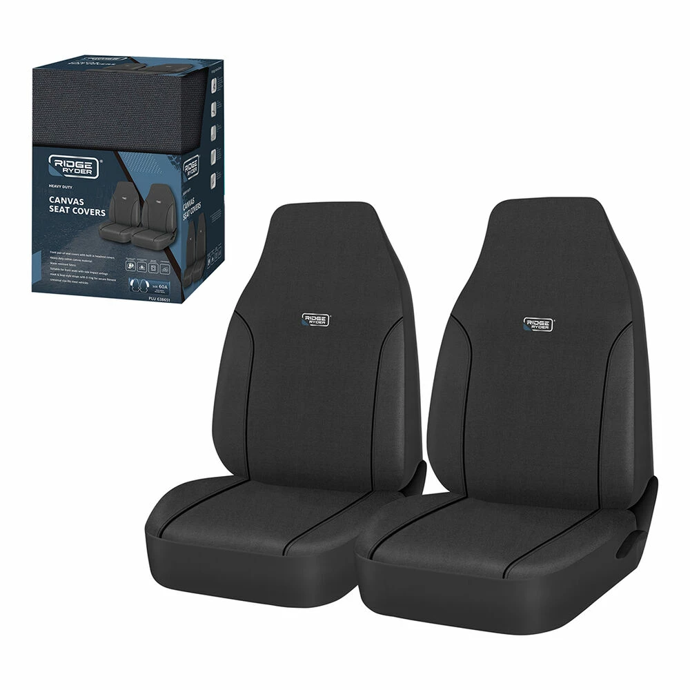 Coupon โค๏ธ Ridge Ryder Canvas Seat Covers Charcoal/Black Piping Built-In Headrests Airbag Compatible 60SAB ๐ 7 Coupon โค๏ธ Ridge Ryder Canvas Seat Covers Charcoal/Black Piping Built-In Headrests Airbag Compatible 60SAB ๐ - Image 5